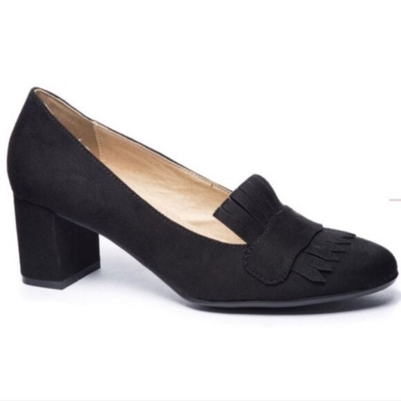 CL by Laundry Suede Loafer Pumps in Black 8 - Picture 1 of 5